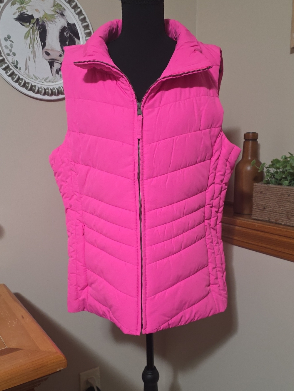 Talbots Bright Hot Pink Quilted Puffer Vest